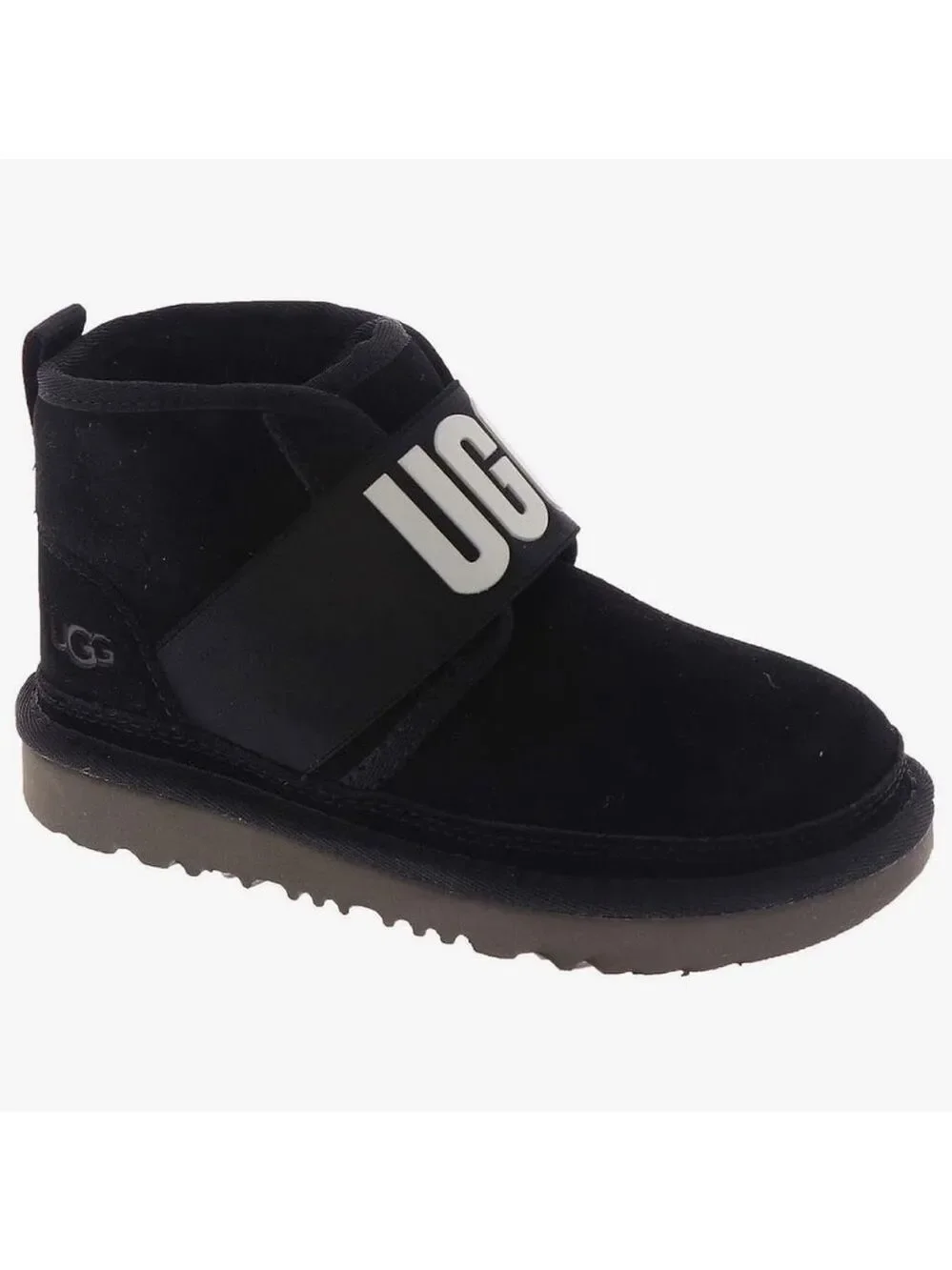 UGG Neumel II Graphic Kids Boots Black Suede Logo Strap Size 6 Youth